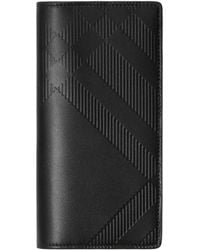 Burberry - Leather Embossed Check Continental Wallet - Lyst