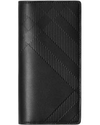 Burberry - Leather Embossed Check Continental Wallet - Lyst