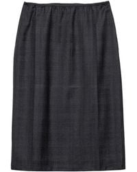 Prada - Wool Check Midi Skirt - Lyst