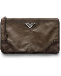Prada - Leather Logo Pouch - Lyst