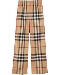 Burberry - Cotton Check Trousers - Lyst