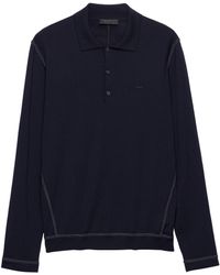 Prada - Wool Logo Polo Sweater - Lyst