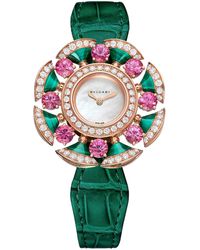 BVLGARI - Rose Gold, Diamond, Tourmaline And Malachite Divas' Dream Cocktail Watch 33mm - Lyst