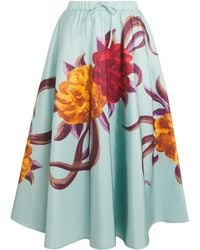 La DoubleJ - Floral Drawstring Midi Skirt - Lyst