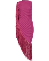 Alaïa - Fringed Asymmetric Midi Dress - Lyst