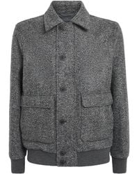 Herno - Virgin Wool Herringbone Bomber Jacket - Lyst