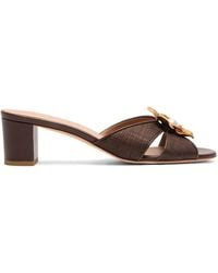 Malone Souliers - Raffia And Leather Suri Heeled Sandals 45 - Lyst