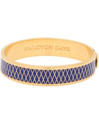 Halcyon Days Gold And Enamel Parterre Bangle - Blue