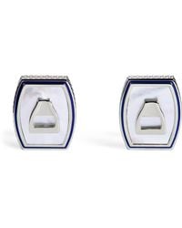 Tateossian - Palladium Mother-Of-Pearl-Detail Ascot Cufflinks - Lyst