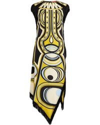 La DoubleJ - Silk Fringe-Trim Printed Midi Dress - Lyst