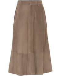 Brunello Cucinelli - Suede Midi Skirt - Lyst