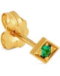 Azlee - And Emerald Lone Burst Single Stud Earring - Lyst
