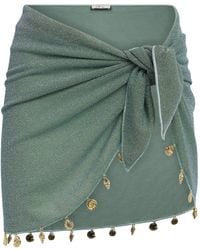 Oséree - Metallic Embellished Lumière Mini Pareo Skirt - Lyst