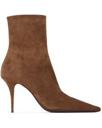 Saint Laurent - Suede Ashley Ankle Boots 90 - Lyst