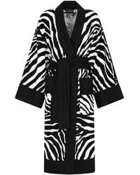 Dolce & Gabbana - Terry Cotton Zebra Print Robe - Lyst