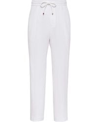 Brunello Cucinelli - Linen Drawstring Leisure Trousers - Lyst