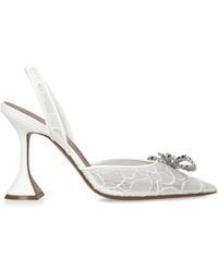 AMINA MUADDI - Lace Embellished Rosie Slingback Pumps 95 - Lyst