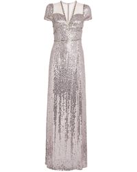 Jenny Packham Synthetic Crystal-embellished Priya Gown in Purple Womens Clothing Dresses Formal dresses and evening gowns 