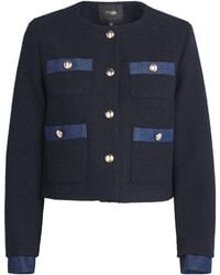 Maje - Tweed Denim-Trim Jacket - Lyst