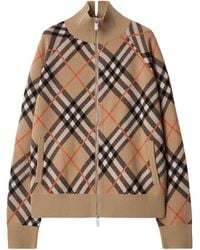 Burberry - Wool-Blend Check Knit Jacket - Lyst