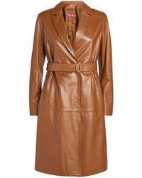 Max Mara Leather Amerigo Belted Trench Coat - Orange