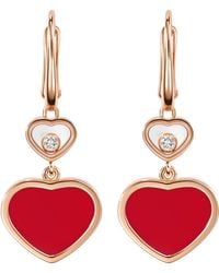 Chopard - Carnelian And Diamond Happy Hearts Earrings - Lyst