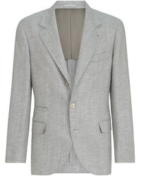 Brunello Cucinelli - Wool-Alpaca-Silk Chevron Blazer - Lyst