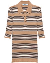 Prada - Cotton-Blend Stripe Polo Shirt - Lyst