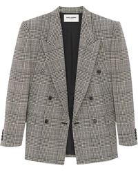 Saint Laurent - Wool Oversized Prince Of Wales Check Blazer - Lyst