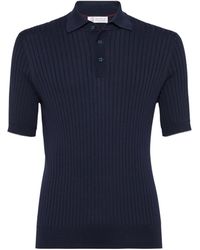 Brunello Cucinelli - Cotton Rib-knit Polo Shirt - Lyst