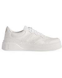 Gucci - Leather Gg Embossed Sneakers - Lyst