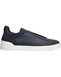 ZEGNA - Crocodile Leather Triple Stitch Secondskin Sneakers - Lyst