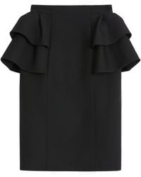 Valentino - Wool-Silk Ruffled Midi Skirt - Lyst