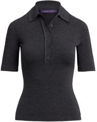 Ralph Lauren - Wool Short-Sleeve Polo Top - Lyst
