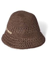 Miu Miu - Raffia Logo Bucket Hat - Lyst