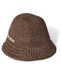 Miu Miu - Raffia Logo Bucket Hat - Lyst