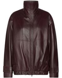 Marella - Gathered Waist Leather Jacket - Lyst