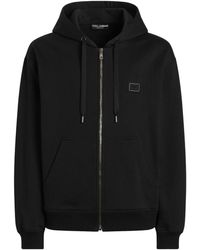 Dolce & Gabbana - Cotton Logo Patch Zip-Up Hoodie - Lyst