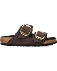 Birkenstock - Suede-Shearling Arizona Sandals - Lyst