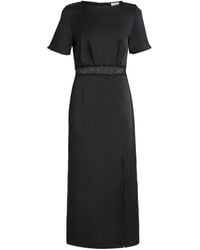 Claudie Pierlot - Satin Lace-Waist Midi Dress - Lyst