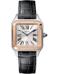 Cartier - Steel And Rose Santos-Dumont Watch 27.5Mm - Lyst