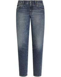 Dolce & Gabbana - Slim-Fit Logo Plaque Jeans - Lyst
