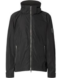 Burberry Check Panel Shape-memory Taffeta Hooded Jacket in Black 
