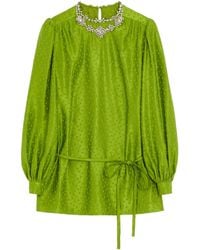 Valentino - Silk-Linen Plus De Pois Jacquard Top - Lyst