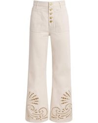 Ulla Johnson - Eyelet The Lou Flared Jeans - Lyst