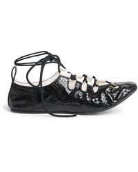 Alaïa - Snakeskin Lace-Up Ballet Flats - Lyst