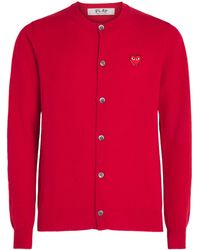 Comme des Garçons - Wool Rhinestone Heart Logo Cardigan - Lyst