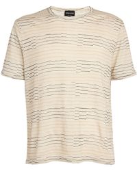 Giorgio Armani - Linen Uneven Stripe T-shirt - Lyst