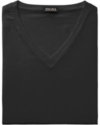 Zegna - Cotton-blend V-neck T-shirt - Lyst