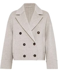 Brunello Cucinelli - Virgin Wool-cashmere Double-breasted Jacket - Lyst